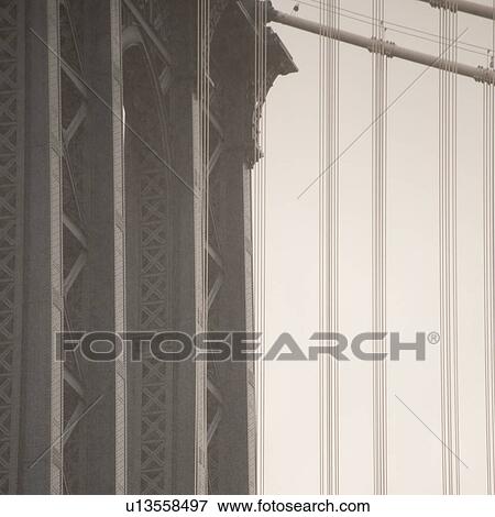 Close up view of cables on the Manhattan Bridge in New York City, U. S. A. View Large Photo Image Stock Photo - Close up view of cables on the Manhattan Bridge in New York City, U. S. A.. Fotosearch