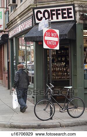 Corner coffee shop in Boston, Massachusetts, USA View Large Photo Image Stock Photo - Corner coffee shop in Boston, Massachusetts, USA. Fotosearch