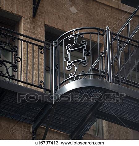Stock Image - Decorative banniser in Boston, Massachusetts, USA. Fotosearch