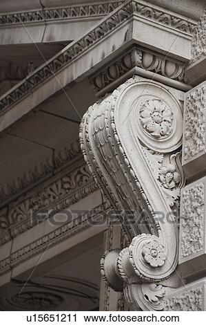 Stock Image - Decorative exterior wall on a bulilding in Boston, Massachusetts, USA. Fotosearch