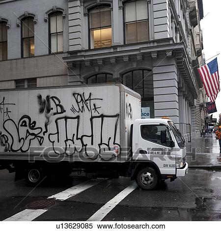 Delivery truck in Manhattan, New York City, U. S. A. View Large Photo Image Stock Photography - Delivery truck in Manhattan, New York City, U. S. A.. Fotosearch