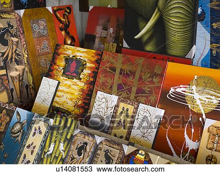 Stock Image - Display of artwork in Bali. Fotosearch