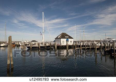 Stock Image - Dock at Sag Harbour Bay in the Hamptons. Fotosearch