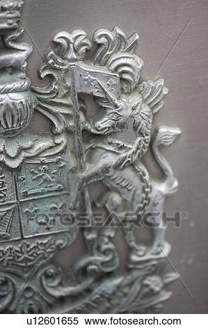Stock Photography - Emblem on wall in Winnipeg Beach, Manitoba Canada. Fotosearch