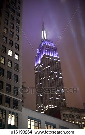 Picture - Empire State Building at night in Manhattan, New York City, U. S. A.. Fotosearch
