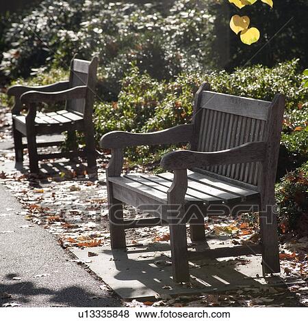 Stock Photo - Empty bench in Boston, Massachusetts, USA. Fotosearch