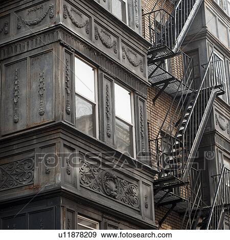 Exterior fire escape in Boston, Massachusetts, USA View Large Photo Image Stock Photo - Exterior fire escape in Boston, Massachusetts, USA. Fotosearch