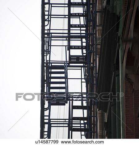 Stock Photo - Exterior fire escape in Manhattan, New York City, U. S. A.. Fotosearch