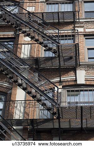 Exterior fire escape on a building in Boston, Massachusetts, USA View Large Photo Image Picture - Exterior fire escape on a building in Boston, Massachusetts, USA. Fotosearch