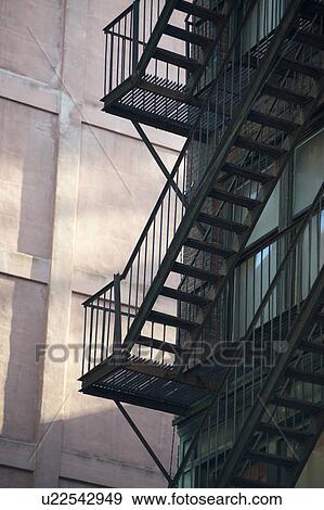 Stock Photo - Exterior fire escape on a building in Boston, Massachusetts, USA. Fotosearch