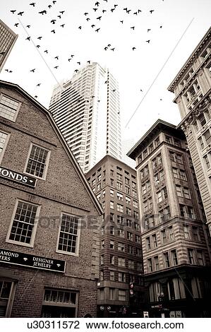 Stock Image - Exterior of buildings in Boston, Massachusetts, USA. Fotosearch