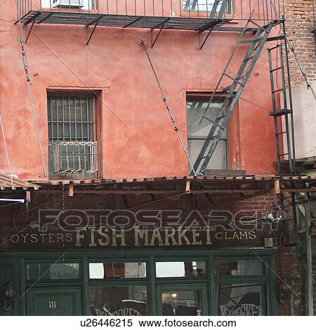 Exterior of Fish Market in Manhattan, New York City, U. S. A. View Large Photo Image Stock Photography - Exterior of Fish Market in Manhattan, New York City, U. S. A.. Fotosearch