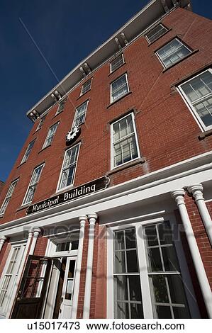 Stock Image - Exterior of Municipal building in Sag Harbour. Fotosearch