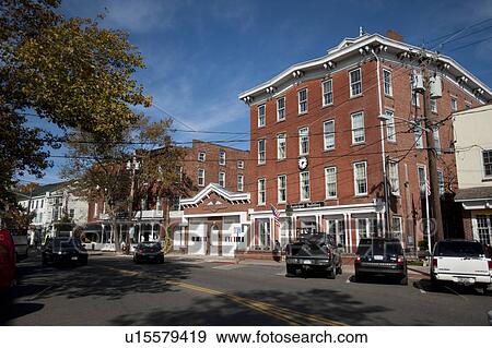 Stock Photo - Exterior of Municipal building in Sag Harbour. Fotosearch