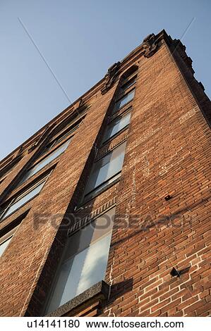 Stock Image - Facade of brick building in Boston, Massachusetts, USA. Fotosearch