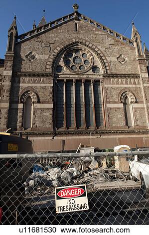 Stock Image - Fencing around a church in Boston, Massachusetts, USA. Fotosearch
