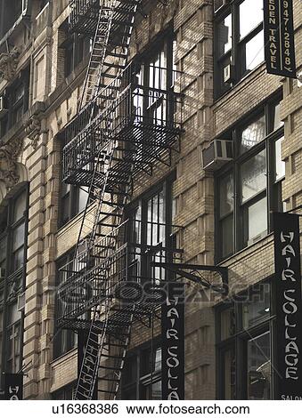 Fire Escape on exterior of building in Manhattan View Large Photo Image Stock Photograph - Fire Escape on exterior of building in Manhattan. Fotosearch