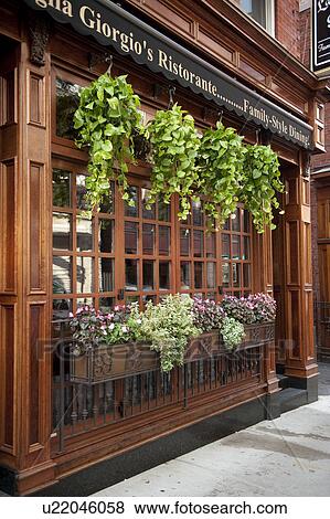 Stock Photo - Front view of a restaurant in Boston, Massachusetts, USA. Fotosearch