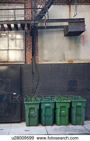 Garbage containers in an alley in Boston, Massachusetts, USA View Large Photo Image Stock Photo - Garbage containers in an alley in Boston, Massachusetts, USA. Fotosearch