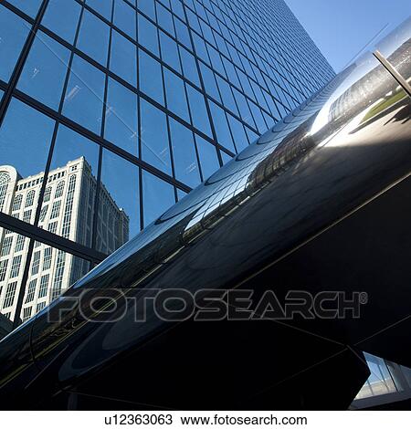 Stock Image - Glass Exterior of building in Boston, Massachusetts, USA. Fotosearch