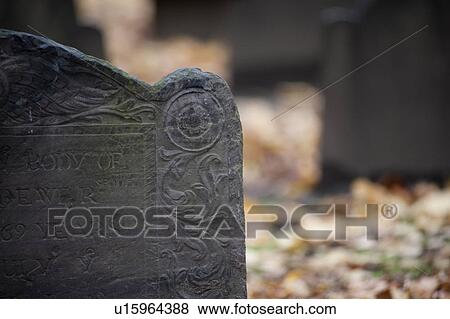 Stock Photo - Gravestones in King's Chapel Buring Ground in Boston, Massachusetts, USA. Fotosearch