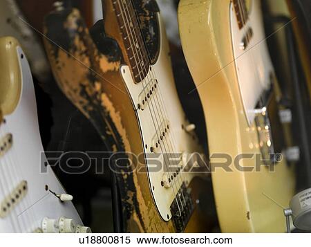Guitars displayed in Manhattan, New York City, U. S. A. View Large Photo Image Stock Photography - Guitars displayed in Manhattan, New York City, U. S. A.. Fotosearch