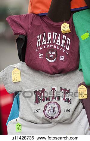 Stock Photograph - Harvard and M. I. T. t-shirts in Boston, Massachusetts, USA. Fotosearch