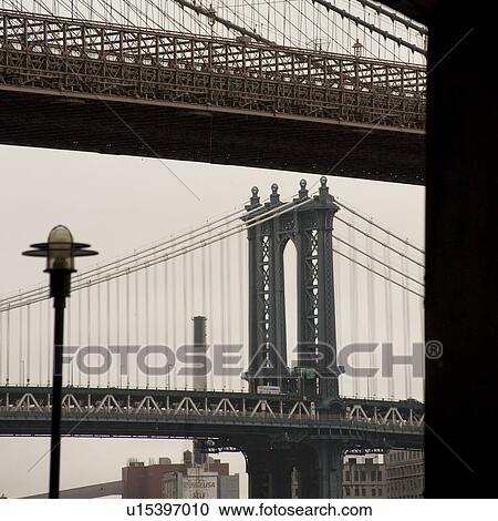 Stock Image - Manhattan Bridge in Manhattan, New York City, U. S. A.. Fotosearch