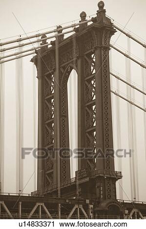 Stock Image - Manhattan Bridge over East River in Manhattan, New York City, U. S. A.. Fotosearch