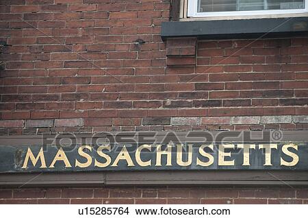 Picture - Massachusetts sign in Boston, USA. Fotosearch