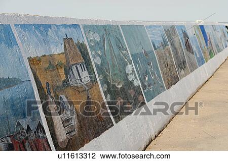 Mural along wall at the harbour in Gimli, Manitoba, Canada View Large Photo Image Stock Image - Mural along wall at the harbour in Gimli, Manitoba, Canada. Fotosearch