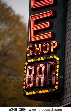 Picture - Neon sign in Manhattan, New York City, U. S. A.. Fotosearch