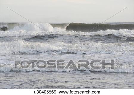 Stock Photo - Ocean waves along Hamptons shoreline. Fotosearch