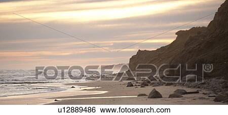 Stock Photograph - Ocean waves along Hamptons shoreline. Fotosearch