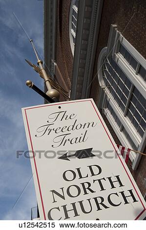 Stock Photography - Old North Church sign in Boston, Massachusetts, USA. Fotosearch
