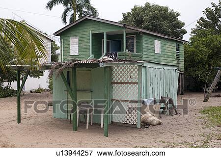 Stock Photo - Placencia, Building on Beach. Fotosearch