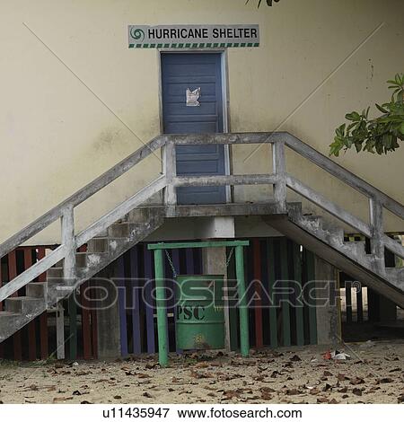 Stock Photo - Placencia, Hurricane Shelter. Fotosearch
