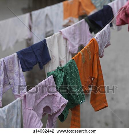 Stock Image - Placencia, Laundry Line. Fotosearch