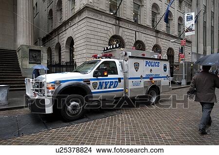 Police emergency vehicle in Manhattan, New York City, U. S. A. View Large Photo Image Picture - Police emergency vehicle in Manhattan, New York City, U. S. A.. Fotosearch