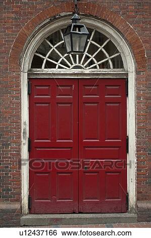 Stock Photograph - Red door of the Old South Meeting House in Boston, Massachusetts, USA. Fotosearch