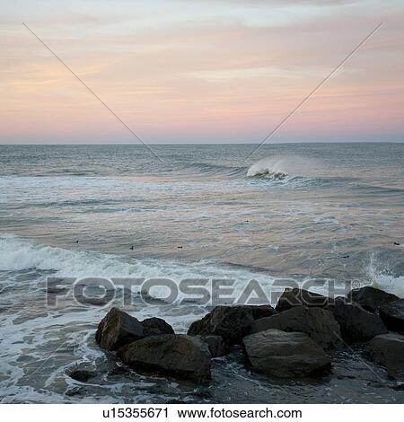 Stock Image - Seashore along the Hamptons coastline. Fotosearch