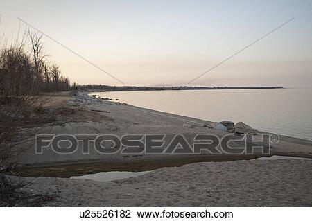 Stock Image - Shoreline of Lake Winnipeg in Gimli, Manitoba, Canada. Fotosearch