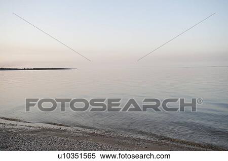 Stock Photography - Shoreline of Lake Winnipeg in Gimli, Manitoba, Canada. Fotosearch