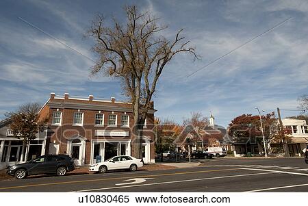 Stock Photography - Street in East Hampton. Fotosearch