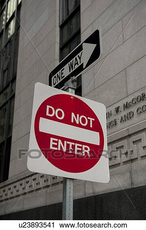 Stock Image - Traffic signs in Boston, Massachusetts, USA. Fotosearch