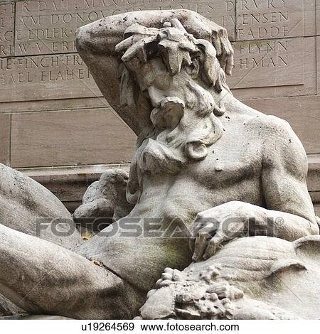 Stock Photo - USS Marine Monument at Merchant's Gate in Manhattan, New York City, U. S. A.. Fotosearch