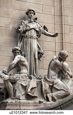 Stock Photo - USS Marine Monument at Merchant's Gate in Manhattan, New York City, U. S. A.. Fotosearch