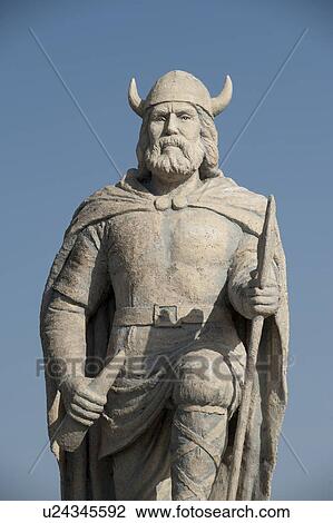 Stock Image - Viking statue in Gimli, Manitoba Canada. Fotosearch