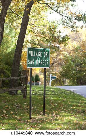 Village of Sag Harbour sign in the Hamptons View Large Photo Image Stock Image - Village of Sag Harbour sign in the Hamptons. Fotosearch