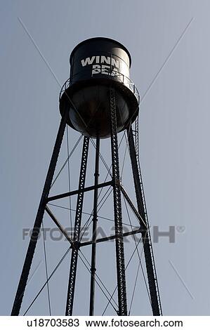 Stock Image - Water tower in Winnipeg Beach, Manitoba Canada. Fotosearch